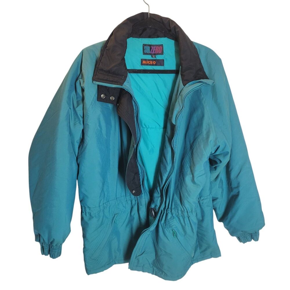 VTG SubZero Microlite Womens Sz 12 Blue Solid Long Sleeve Full Zip Ski Snow Jac